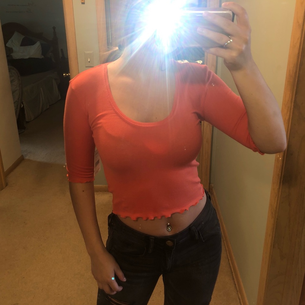 NWT Coral Half Sleeve Cropped Top From Free People